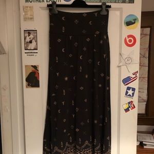 maxi skirt western tribal print black NWOT